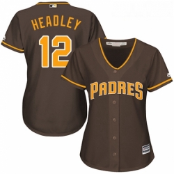 Womens Majestic San Diego Padres 12 Chase Headley Replica Brown Alternate Cool Base MLB Jersey 
