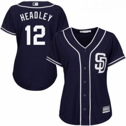 Womens Majestic San Diego Padres 12 Chase Headley Replica Navy Blue Alternate 1 Cool Base MLB Jersey 