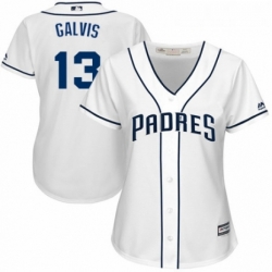 Womens Majestic San Diego Padres 13 Freddy Galvis Authentic White Home Cool Base MLB Jersey 