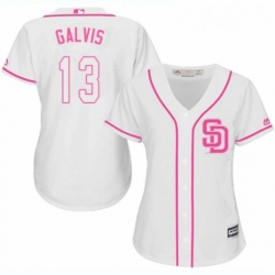 Womens Majestic San Diego Padres 13 Freddy Galvis Replica White Fashion Cool Base MLB Jersey 