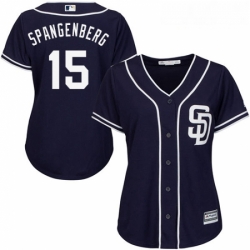 Womens Majestic San Diego Padres 15 Cory Spangenberg Authentic Navy Blue Alternate 1 Cool Base MLB Jersey