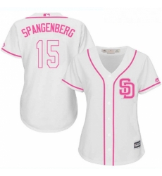 Womens Majestic San Diego Padres 15 Cory Spangenberg Replica White Fashion Cool Base MLB Jersey