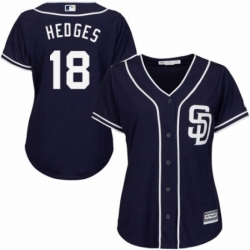 Womens Majestic San Diego Padres 18 Austin Hedges Authentic Navy Blue Alternate 1 Cool Base MLB Jersey 