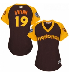 Womens Majestic San Diego Padres 19 Tony Gwynn Authentic Brown 2016 All Star National League BP Cool Base Cool Base MLB Jersey