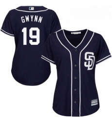 Womens Majestic San Diego Padres 19 Tony Gwynn Authentic Navy Blue Alternate 1 Cool Base MLB Jersey