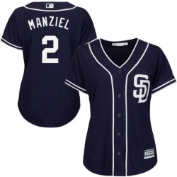 Womens Majestic San Diego Padres 2 Johnny Manziel Authentic Navy Blue Alternate 1 Cool Base MLB Jersey