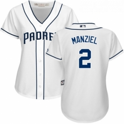 Womens Majestic San Diego Padres 2 Johnny Manziel Authentic White Home Cool Base MLB Jersey
