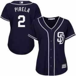 Womens Majestic San Diego Padres 2 Jose Pirela Authentic Navy Blue Alternate 1 Cool Base MLB Jersey 