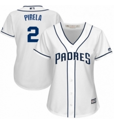 Womens Majestic San Diego Padres 2 Jose Pirela Authentic White Home Cool Base MLB Jersey 