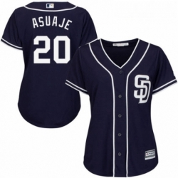 Womens Majestic San Diego Padres 20 Carlos Asuaje Replica Navy Blue Alternate 1 Cool Base MLB Jersey 