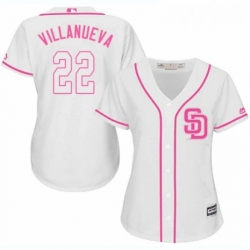 Womens Majestic San Diego Padres 22 Christian Villanueva Authentic White Fashion Cool Base MLB Jersey 