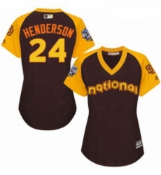 Womens Majestic San Diego Padres 24 Rickey Henderson Authentic Brown 2016 All Star National League BP Cool Base Cool Base MLB Jersey