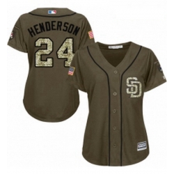 Womens Majestic San Diego Padres 24 Rickey Henderson Authentic Green Salute to Service Cool Base MLB Jersey