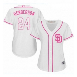 Womens Majestic San Diego Padres 24 Rickey Henderson Authentic White Fashion Cool Base MLB Jersey