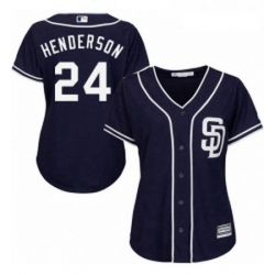 Womens Majestic San Diego Padres 24 Rickey Henderson Replica Navy Blue Alternate 1 Cool Base MLB Jersey