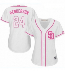 Womens Majestic San Diego Padres 24 Rickey Henderson Replica White Fashion Cool Base MLB Jersey