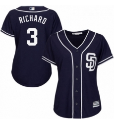 Womens Majestic San Diego Padres 3 Clayton Richard Authentic Navy Blue Alternate 1 Cool Base MLB Jersey 