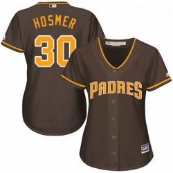 Womens Majestic San Diego Padres 30 Eric Hosmer Authentic Brown Alternate Cool Base MLB Jersey 