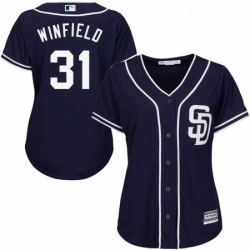 Womens Majestic San Diego Padres 31 Dave Winfield Replica Navy Blue Alternate 1 Cool Base MLB Jersey