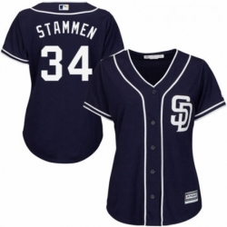 Womens Majestic San Diego Padres 34 Craig Stammen Authentic Navy Blue Alternate 1 Cool Base MLB Jersey 