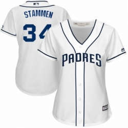 Womens Majestic San Diego Padres 34 Craig Stammen Replica White Home Cool Base MLB Jersey 
