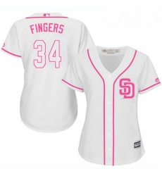 Womens Majestic San Diego Padres 34 Rollie Fingers Authentic White Fashion Cool Base MLB Jersey