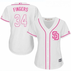 Womens Majestic San Diego Padres 34 Rollie Fingers Authentic White Fashion Cool Base MLB Jersey