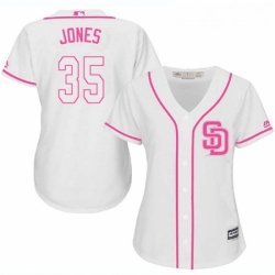 Womens Majestic San Diego Padres 35 Randy Jones Replica White Fashion Cool Base MLB Jersey