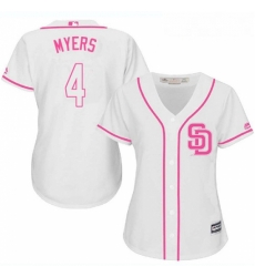 Womens Majestic San Diego Padres 4 Wil Myers Replica White Fashion Cool Base MLB Jersey