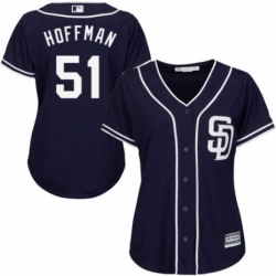 Womens Majestic San Diego Padres 51 Trevor Hoffman Replica Navy Blue Alternate 1 Cool Base MLB Jersey 