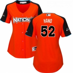 Womens Majestic San Diego Padres 52 Brad Hand Authentic Orange National League 2017 MLB All Star Cool Base MLB Jersey 