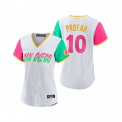 Women's San Diego Padres #10 Jurickson Profar White 2022 City Connect Cool Base Stitched Baseball Jersey