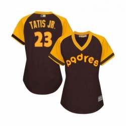 Womens San Diego Padres 23 Fernando Tatis Jr Replica Brown Alternate Cooperstown Cool Base Baseball Jersey 