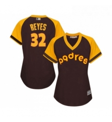 Womens San Diego Padres 32 Franmil Reyes Replica Brown Alternate Cooperstown Cool Base Baseball Jersey 