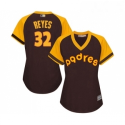 Womens San Diego Padres 32 Franmil Reyes Replica Brown Alternate Cooperstown Cool Base Baseball Jersey 
