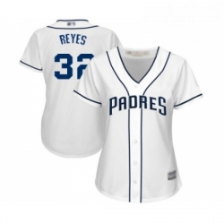 Womens San Diego Padres 32 Franmil Reyes Replica White Home Cool Base Baseball Jersey 