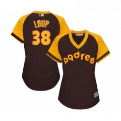 Womens San Diego Padres 38 Aaron Loup Replica Brown Alternate Cooperstown Cool Base Baseball Jersey 