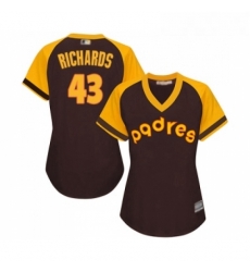 Womens San Diego Padres 43 Garrett Richards Replica Brown Alternate Cooperstown Cool Base Baseball Jersey 