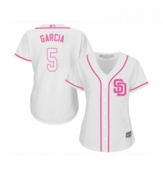 Womens San Diego Padres 5 Greg Garcia Replica White Fashion Cool Base Baseball Jersey 