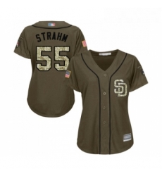 Womens San Diego Padres 55 Matt Strahm Authentic Green Salute to Service Cool Base Baseball Jersey 