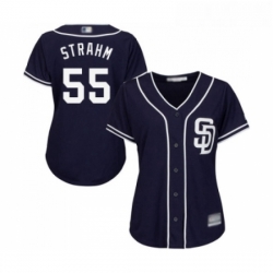 Womens San Diego Padres 55 Matt Strahm Replica Navy Blue Alternate 1 Cool Base Baseball Jersey 