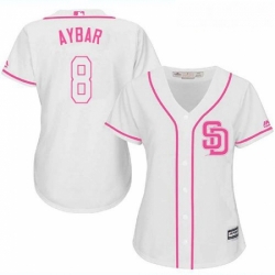 Womens San Diego Padres 8 Erick Aybar White Pink Fashion Stitched MLB Jersey