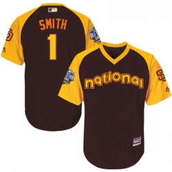 Youth Majestic San Diego Padres 1 Ozzie Smith Authentic Brown 2016 All Star National League BP Cool Base Cool Base MLB Jersey
