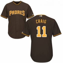 Youth Majestic San Diego Padres 11 Allen Craig Authentic Brown Alternate Cool Base MLB Jersey 