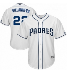 Youth Majestic San Diego Padres 22 Christian Villanueva Replica White Home Cool Base MLB Jersey 