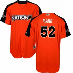 Youth Majestic San Diego Padres 52 Brad Hand Authentic Orange National League 2017 MLB All Star Cool Base MLB Jersey 