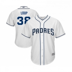 Youth San Diego Padres 38 Aaron Loup Replica White Home Cool Base Baseball Jersey 
