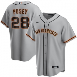 Men San Francisco Giants 28 Buster Posey Grey Cool Base Stitched Jerse