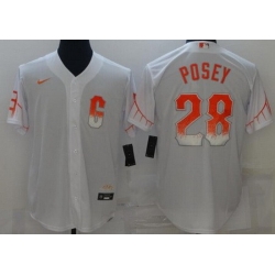 Men San Francisco Giants 28 Buster Posey White 2021 City Connect Stitched MLB Cool Base Nike Jersey