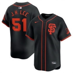 Men San Francisco Giants 51 Jung Hoo Lee Black 2024 Black AlternateLimited Stitched Baseball Jersey